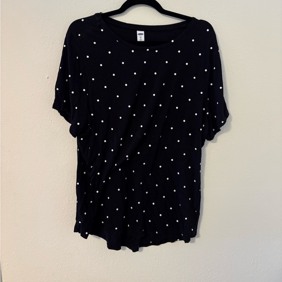 Old Navy Black Short Sleeve Tee with White Polka Dots - Picture 1 of 2